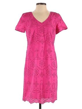 TALBOTS hot pink eyelet short sleeve cotton dress—Size 4